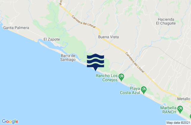 Mapa da tábua de marés em Playa Dorada, El Salvador