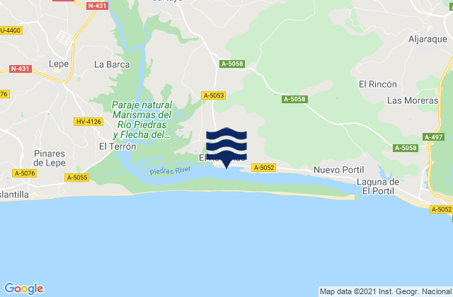Mapa da tábua de marés em Playa El Rompido, Spain