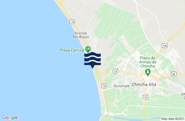 Mapa da tábua de marés em Playa El Silencío, Peru