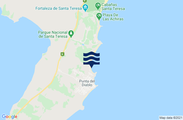 Mapa da tábua de marés em Playa Grande, Uruguay