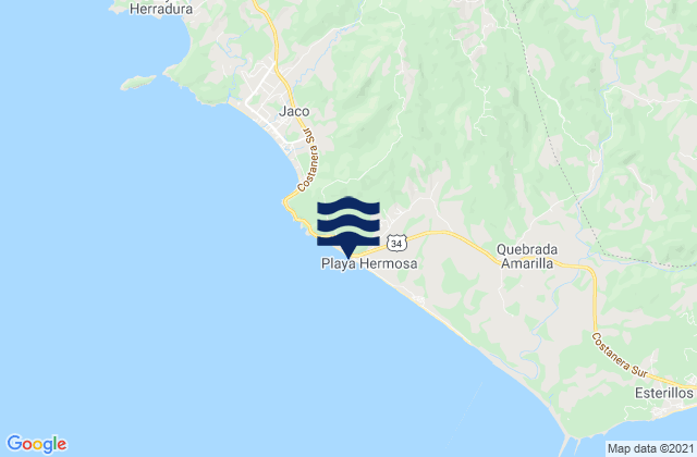 Mapa da tábua de marés em Playa Hermosa, Costa Rica