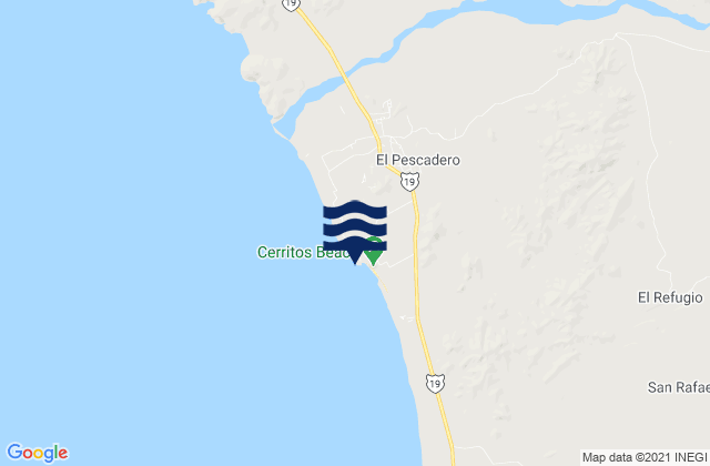 Mapa da tábua de marés em Playa Los Cerritos, Mexico