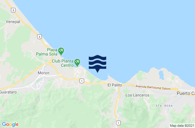 Mapa da tábua de marés em Playa Los Cuatro, Venezuela