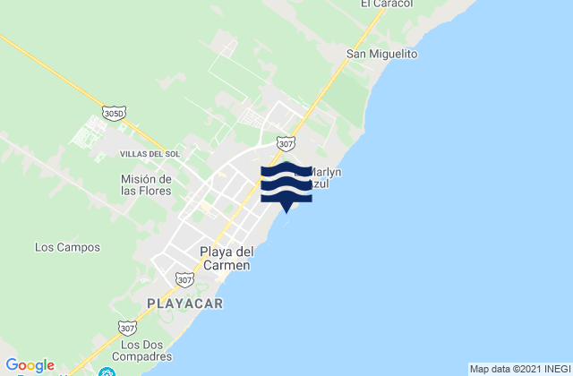 Mapa da tábua de marés em Playa Los Cuatro, Mexico