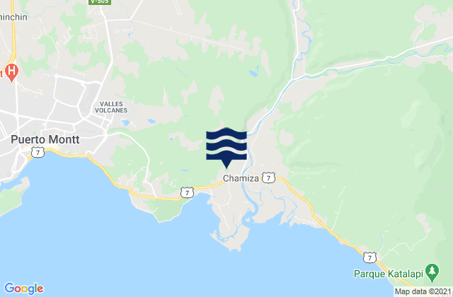 Mapa da tábua de marés em Playa Maitén, Chile