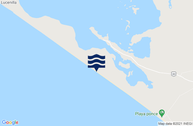 Mapa da tábua de marés em Playa Ponce, Mexico