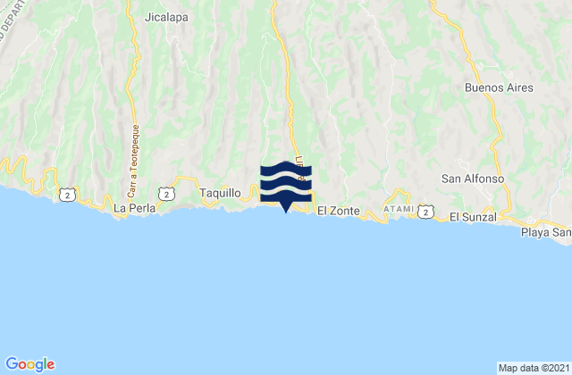 Mapa da tábua de marés em Playa Río Mar, El Salvador