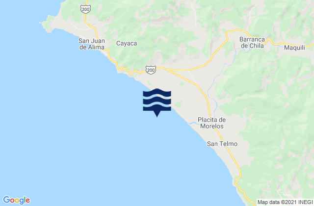 Mapa da tábua de marés em Playa Salinas del Padre, Mexico