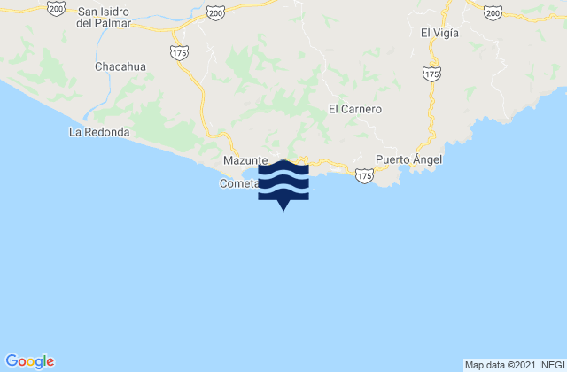 Mapa da tábua de marés em Playa San Agustinillo, Mexico