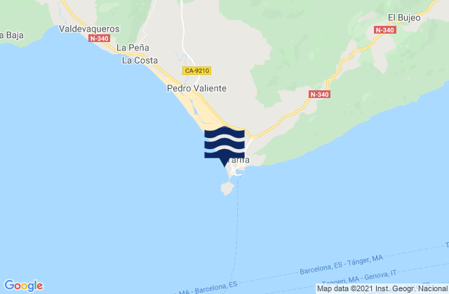 Mapa da tábua de marés em Playa Santa Catalina, Spain