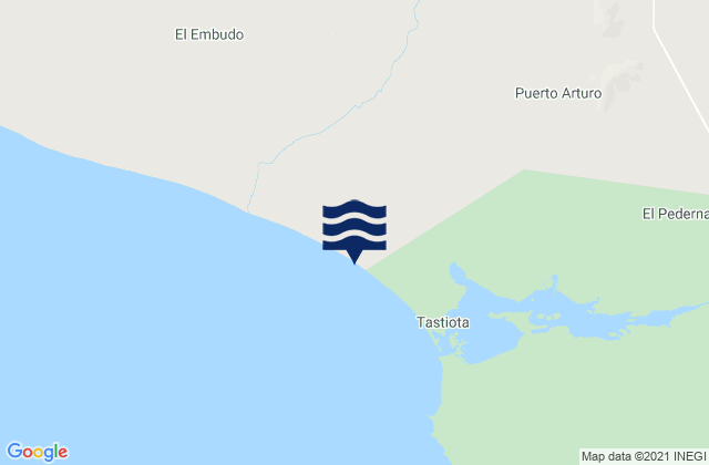 Mapa da tábua de marés em Playa Tastiota, Mexico