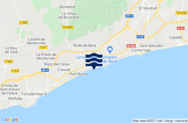 Mapa da tábua de marés em Playa de Barra, Spain