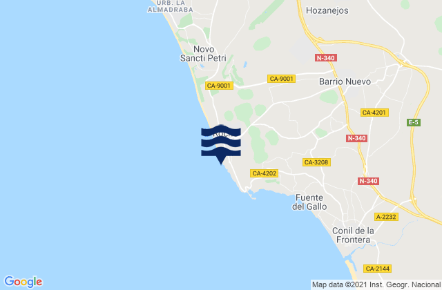 Mapa da tábua de marés em Playa de Conil, Spain