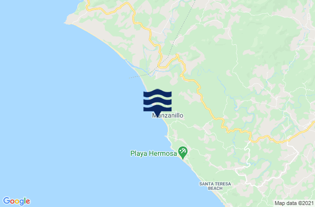 Mapa da tábua de marés em Playa de Manzanillo, Costa Rica