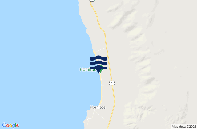 Mapa da tábua de marés em Playa de los Hornos, Chile