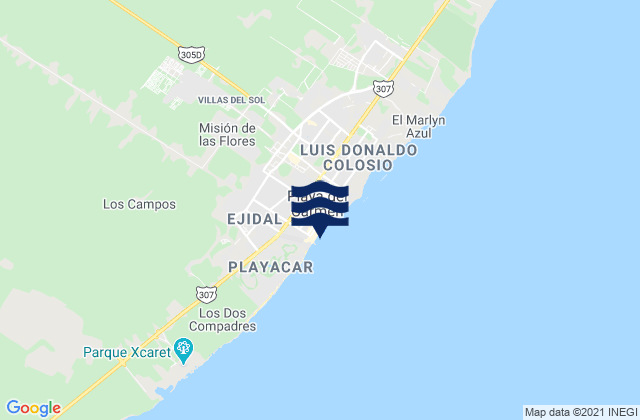 Mapa da tábua de marés em Playa del Carmen, Mexico