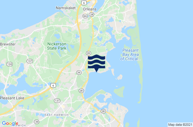 Mapa da tábua de marés em Pleasant Bay, United States