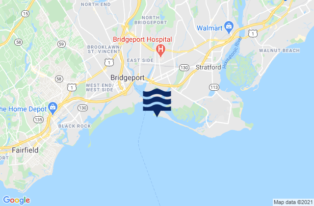 Mapa da tábua de marés em Pleasure Beach, United States