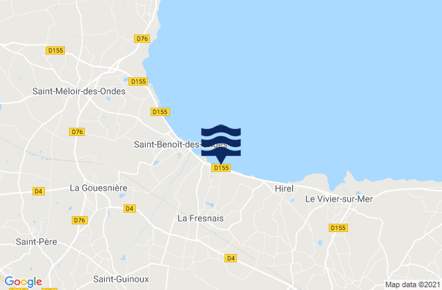 Mapa da tábua de marés em Plerguer, France