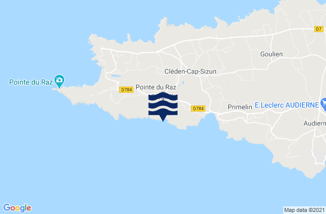 Mapa da tábua de marés em Plogoff, France