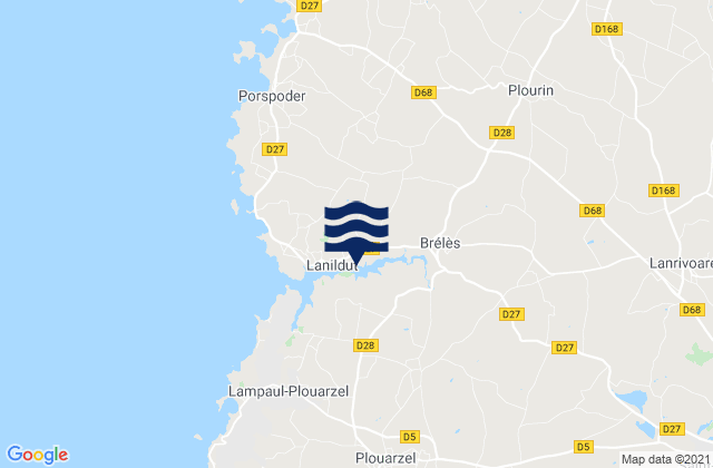 Mapa da tábua de marés em Plouarzel, France