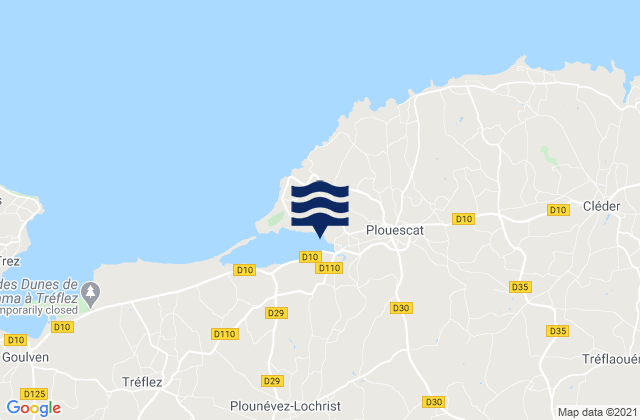 Mapa da tábua de marés em Plouescat, France