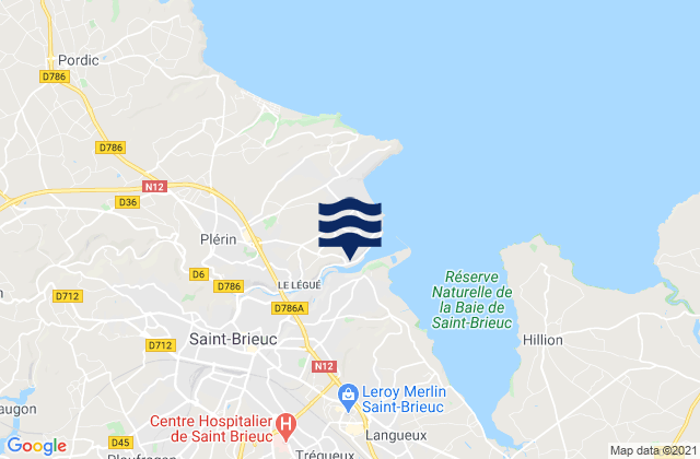 Mapa da tábua de marés em Ploufragan, France