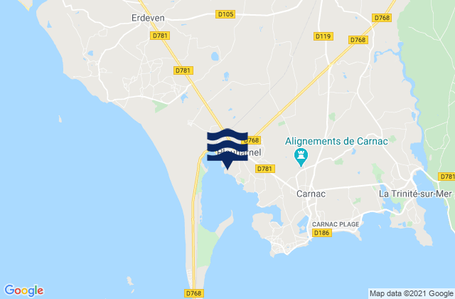 Mapa da tábua de marés em Plouharnel, France