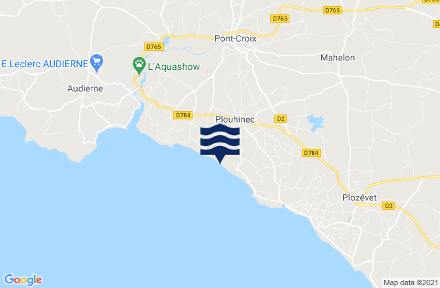 Mapa da tábua de marés em Plouhinec, France
