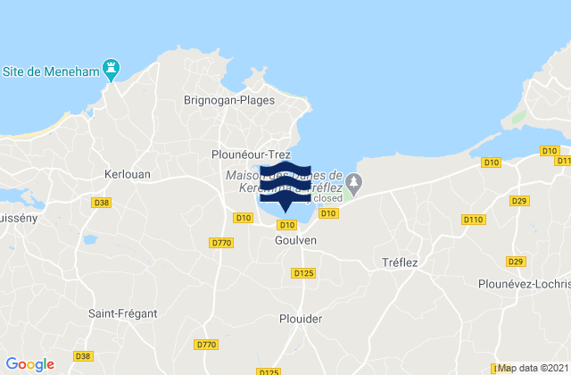 Mapa da tábua de marés em Plouider, France