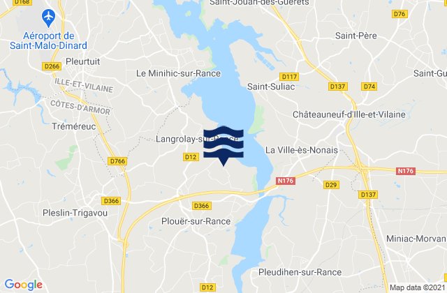 Mapa da tábua de marés em Plouër-sur-Rance, France