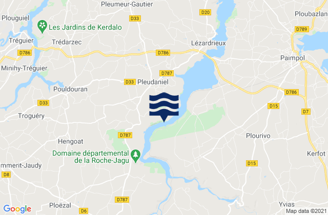 Mapa da tábua de marés em Ploëzal, France