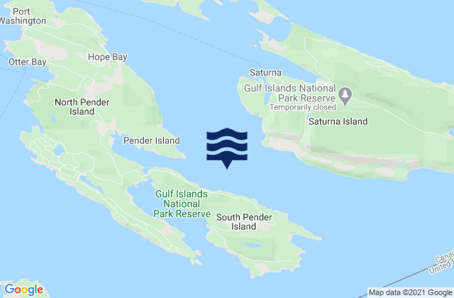 Mapa da tábua de marés em Plumper Sound, Canada