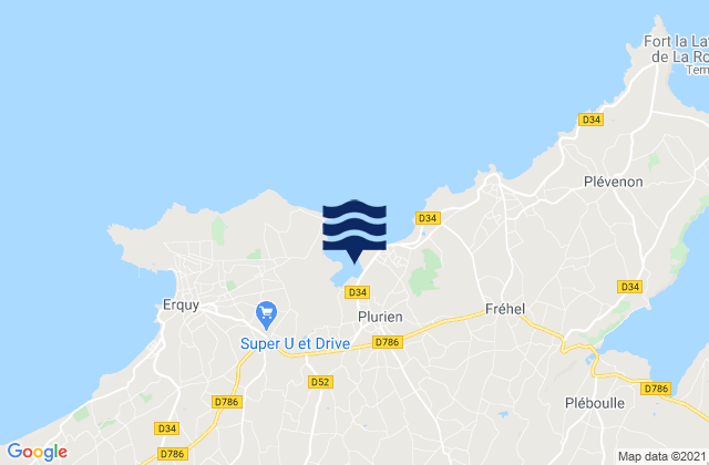 Mapa da tábua de marés em Plurien, France