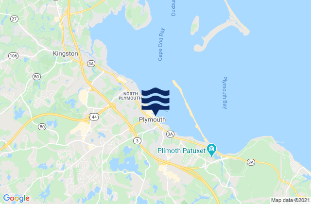 Mapa da tábua de marés em Plymouth, United States