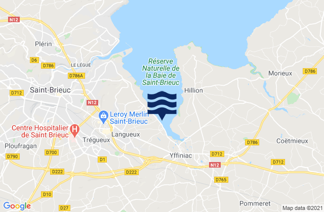 Mapa da tábua de marés em Plédran, France