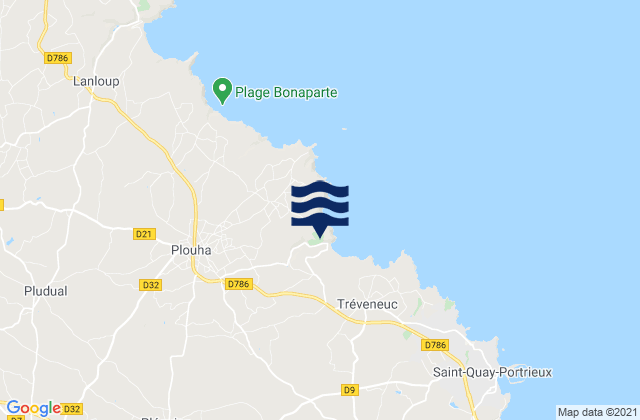 Mapa da tábua de marés em Pléguien, France