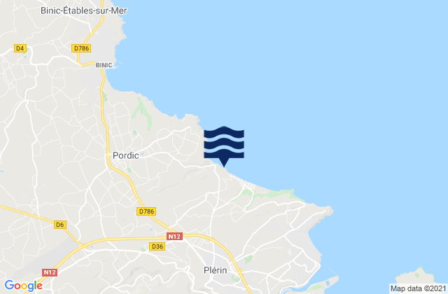 Mapa da tábua de marés em Plérin, France