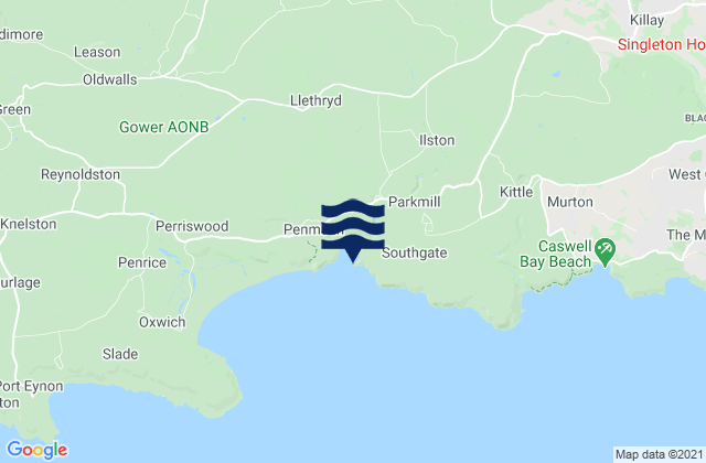 Mapa da tábua de marés em Pobbles Beach, United Kingdom