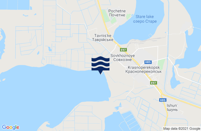 Mapa da tábua de marés em Pochetnoye, Ukraine