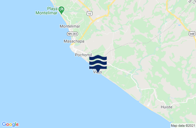 Mapa da tábua de marés em Pochomil, Nicaragua