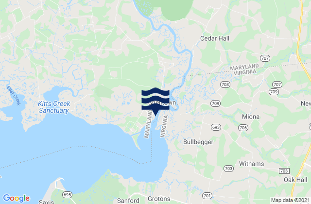Mapa da tábua de marés em Pocomoke R. 0.5 mile below Shelltown, United States
