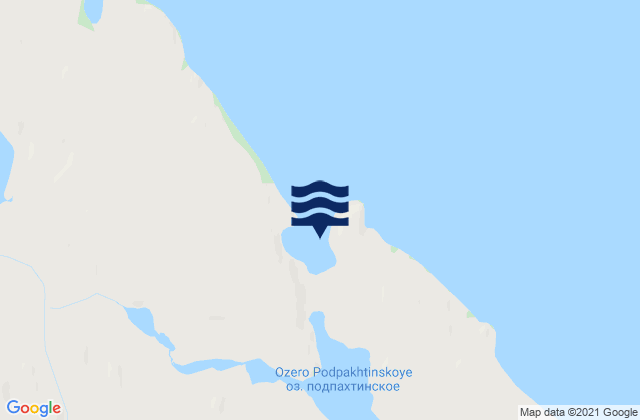 Mapa da tábua de marés em Podpakhta Bay, Russia
