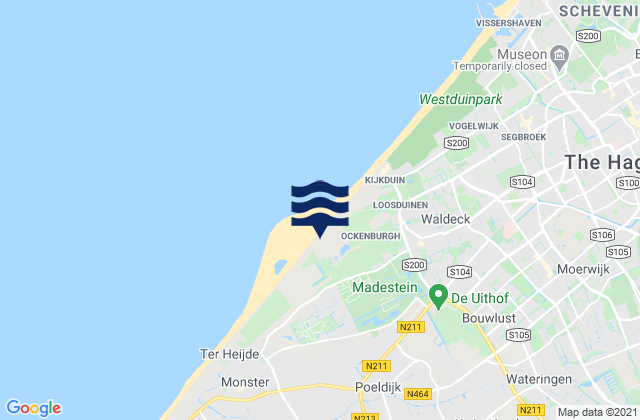Mapa da tábua de marés em Poeldijk, Netherlands