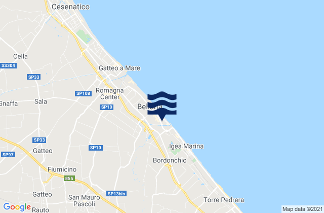 Mapa da tábua de marés em Poggio Berni, Italy