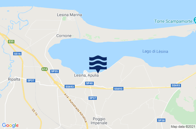 Mapa da tábua de marés em Poggio Imperiale, Italy
