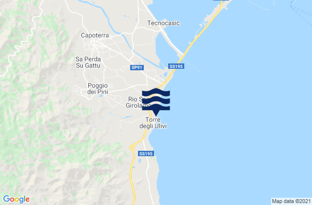 Mapa da tábua de marés em Poggio dei Pini, Italy