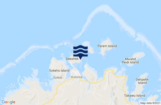 Mapa da tábua de marés em Pohnpei Harbor Pohnpei Island, Micronesia