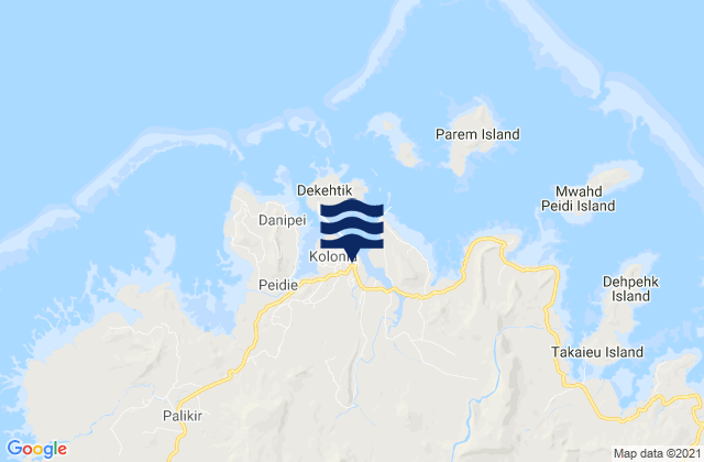 Mapa da tábua de marés em Pohnpei, Micronesia