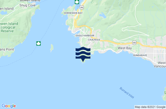 Mapa da tábua de marés em Point Atkinson Lighthouse, Canada